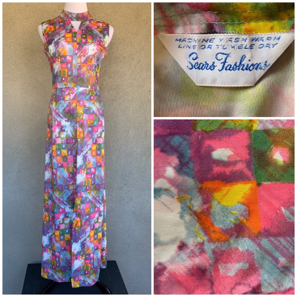 Sears Vintage Madmen Hostess Leisure Maxi Dress